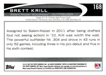2012 Topps Pro Debut #168 Brett Krill Back