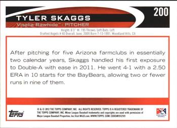 2012 Topps Pro Debut #200 Tyler Skaggs Back