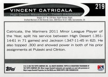 2012 Topps Pro Debut #219 Vincent Catricala Back