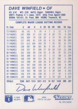 1989 Kenner Starting Lineup Cards #3991144030 Dave Winfield Back