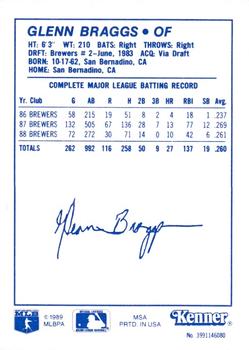 1989 Kenner Starting Lineup Cards #3991146080 Glenn Braggs Back