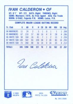 1989 Kenner Starting Lineup Cards #3991139040 Ivan Calderon Back