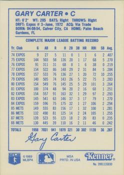 1989 Kenner Starting Lineup Cards #3991135030 Gary Carter Back