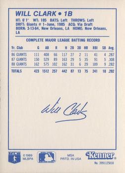 1989 Kenner Starting Lineup Cards #3991125010 Will Clark Back