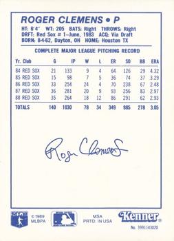 1989 Kenner Starting Lineup Cards #3991143020 Roger Clemens Back