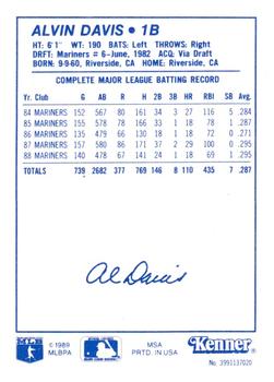 1989 Kenner Starting Lineup Cards #3991137020 Alvin Davis Back