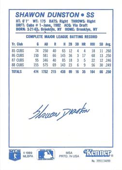 1989 Kenner Starting Lineup Cards #3991134090 Shawon Dunston Back