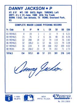 1989 Kenner Starting Lineup Cards #3991128050 Danny Jackson Back