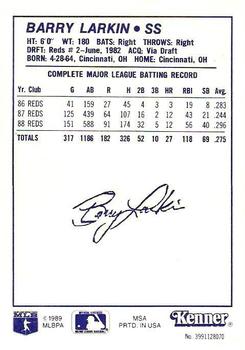 1989 Kenner Starting Lineup Cards #3991128070 Barry Larkin Back
