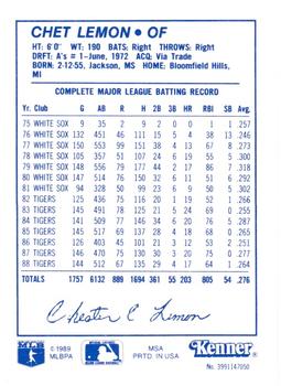 1989 Kenner Starting Lineup Cards #3991147050 Chet Lemon Back