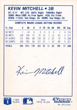 1989 Kenner Starting Lineup Cards #3991125050 Kevin Mitchell Back