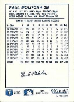 1989 Kenner Starting Lineup Cards #3991146030 Paul Molitor Back