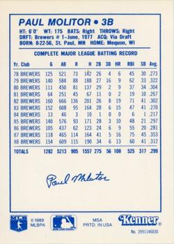 1989 Kenner Starting Lineup Cards #3991146030 Paul Molitor Back