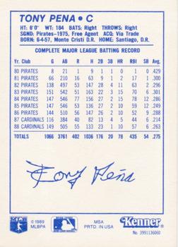 1989 Kenner Starting Lineup Cards #3991136060 Tony Pena Back