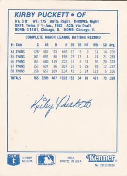 1989 Kenner Starting Lineup Cards #3991138010 Kirby Puckett Back