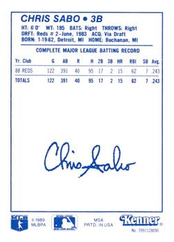 1989 Kenner Starting Lineup Cards #3991128090 Chris Sabo Back