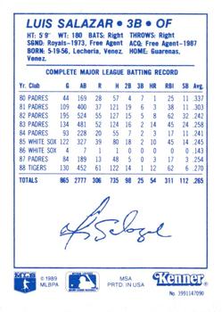 1989 Kenner Starting Lineup Cards #3991147090 Luis Salazar Back