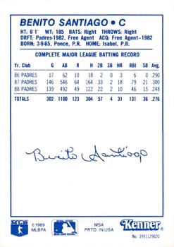 1989 Kenner Starting Lineup Cards #3991129020 Benito Santiago Back