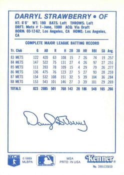 1989 Kenner Starting Lineup Cards #3991135010 Darryl Strawberry Back