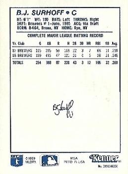 1989 Kenner Starting Lineup Cards #3991146050 B.J. Surhoff Back