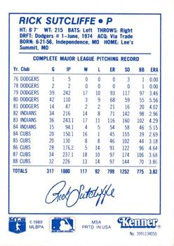 1989 Kenner Starting Lineup Cards #3991134050 Rick Sutcliffe Back