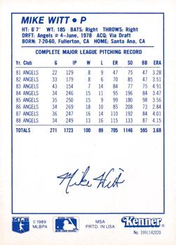 1989 Kenner Starting Lineup Cards #3991142020 Mike Witt Back