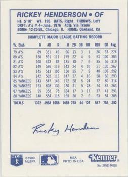 1989 Kenner Starting Lineup Cards #3991144010 Rickey Henderson Back