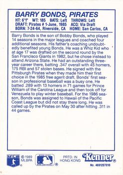 1990 Kenner Starting Lineup Cards #4691207010 Barry Bonds Back
