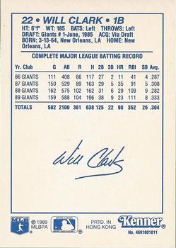 1990 Kenner Starting Lineup Cards #4691001011 Will Clark Back