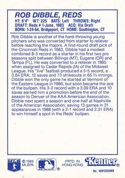 1990 Kenner Starting Lineup Cards #4691203090 Rob Dibble Back
