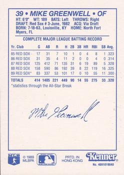1990 Kenner Starting Lineup Cards #4691019040 Mike Greenwell Back