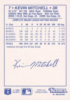 1990 Kenner Starting Lineup Cards #4691001040 Kevin Mitchell Back