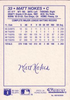 1990 Kenner Starting Lineup Cards #4691023030 Matt Nokes Back