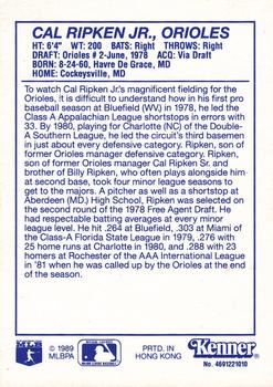 1990 Kenner Starting Lineup Cards #4691221010 Cal Ripken, Jr. Back