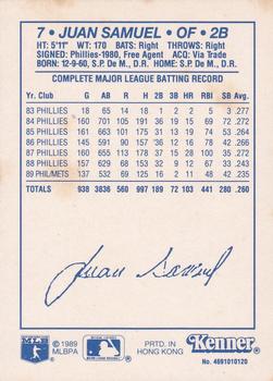 1990 Kenner Starting Lineup Cards #4691010120 Juan Samuel Back