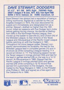 1990 Kenner Starting Lineup Cards #4691212030 Dave Stewart Back