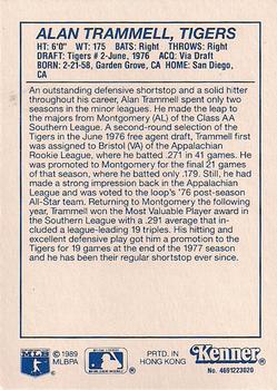1990 Kenner Starting Lineup Cards #4691223020 Alan Trammell Back