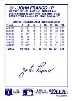 1991 Kenner Starting Lineup Cards #5376200060 John Franco Back