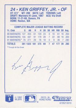 1992 Kenner Starting Lineup Cards #6705213010 Ken Griffey Jr. Back