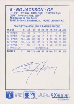1992 Kenner Starting Lineup Cards #6705206020 Bo Jackson Back