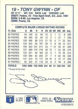 1992 Kenner Starting Lineup Cards #6705208010 Tony Gwynn Back