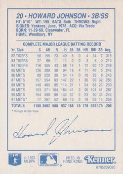 1992 Kenner Starting Lineup Cards #6705209020 Howard Johnson Back