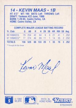 1992 Kenner Starting Lineup Cards #6705204020 Kevin Maas Back