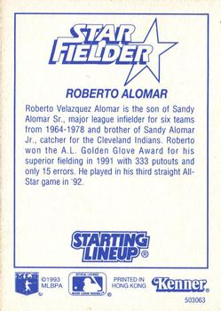 1993 Kenner Starting Lineup Cards #503063 Roberto Alomar Back