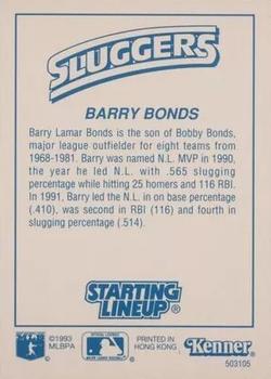 1993 Kenner Starting Lineup Cards #503105 Barry Bonds Back