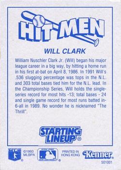 1993 Kenner Starting Lineup Cards #501001 Will Clark Back