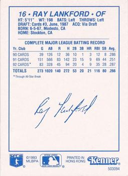 1993 Kenner Starting Lineup Cards #503094 Ray Lankford Back