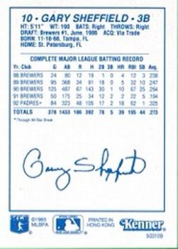 1993 Kenner Starting Lineup Cards #503109 Gary Sheffield Back