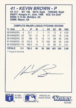 1993 Kenner Starting Lineup Cards #503389 Kevin Brown Back