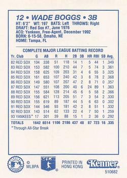 1994 Kenner Starting Lineup Cards #510682 Wade Boggs Back